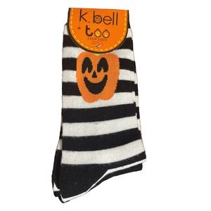 New Women’s Halloween Socks Halloween Jack O’Lantern Crew K Bell Black 9-11